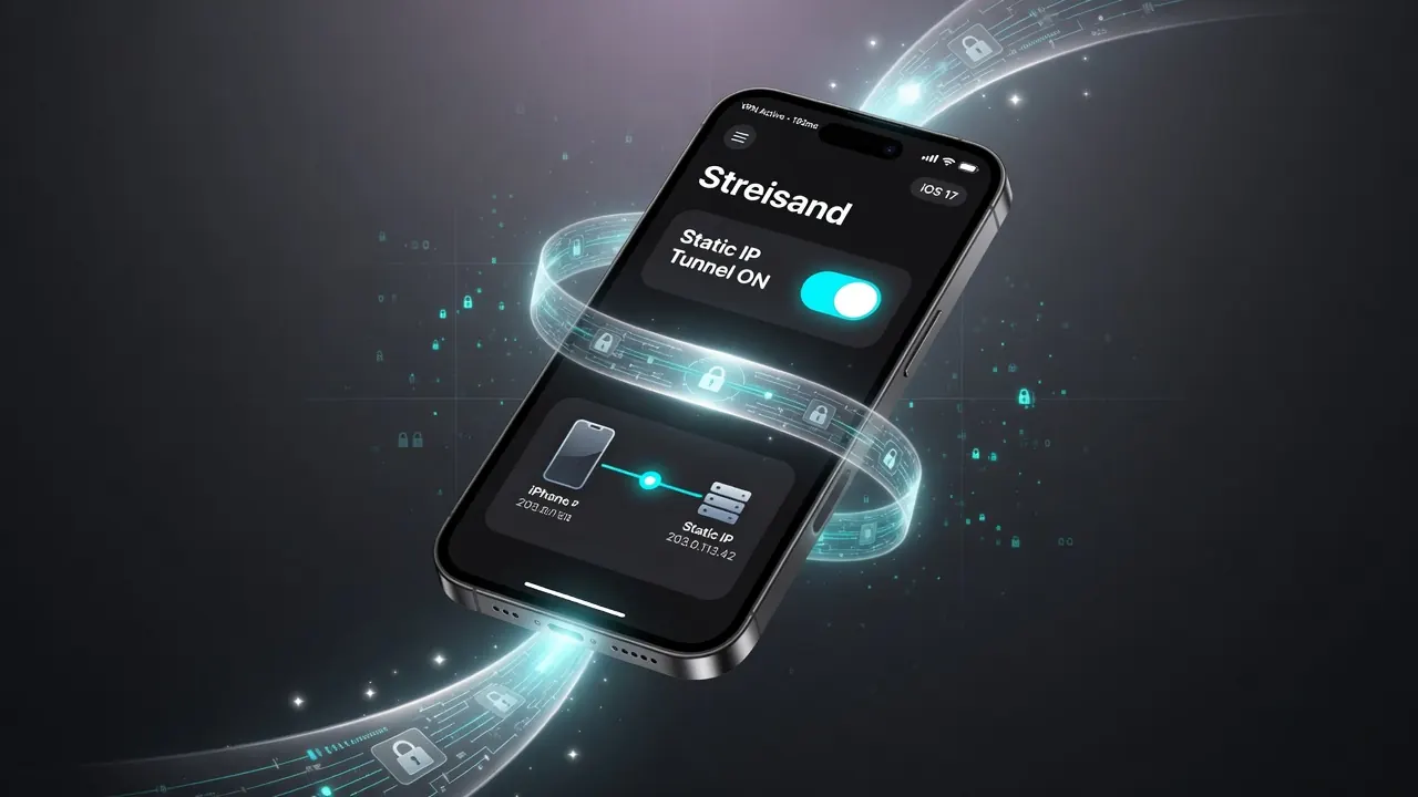آموزش اتصال آی پی ثابت روی آیفون و iOS با اپ Streisand