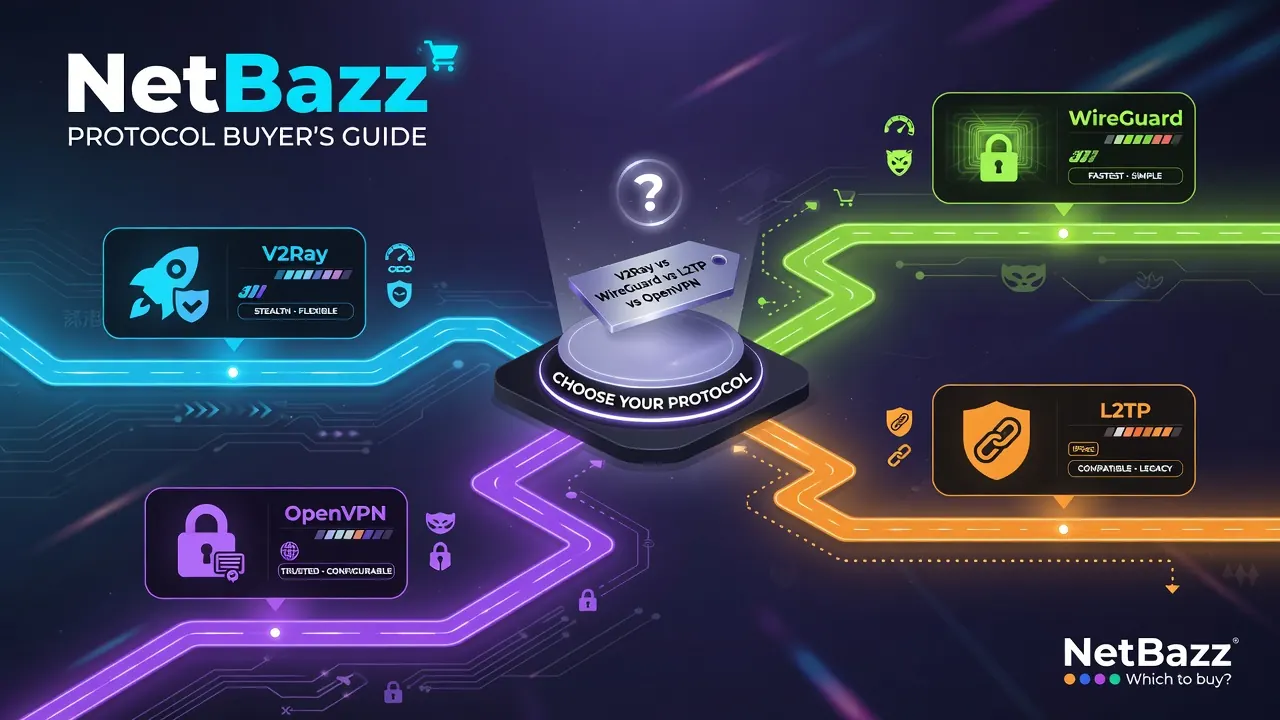 کدام پروتکل را بخریم؟ مقایسه کاربردی V2Ray، WireGuard، L2TP و OpenVPN