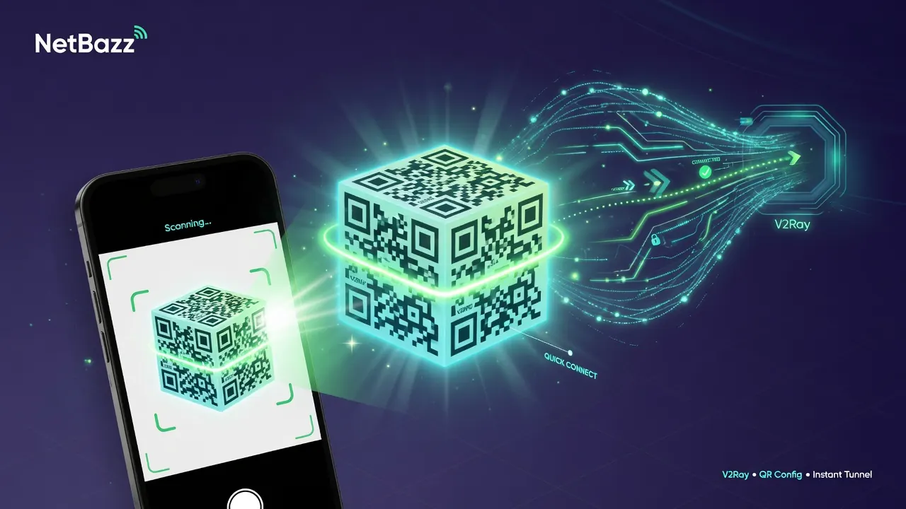 آموزش اسکن QR کد کانفیگ V2Ray و اتصال سریع در اپ‌ها