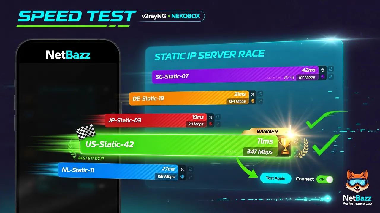 تست سرعت و انتخاب بهترین سرور آی پی ثابت در v2rayNG و Nekobox